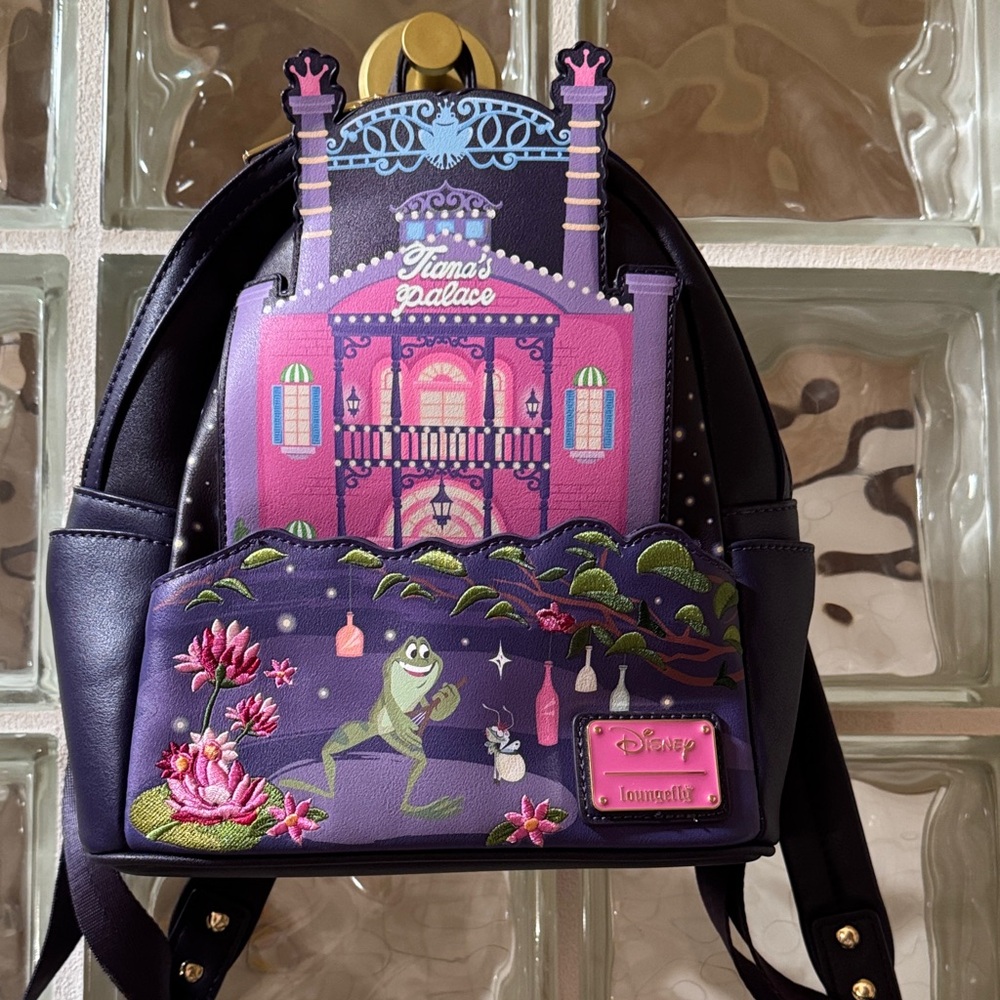 Loungefly Tiana's Palace Frog Backpack - Purple and Pink